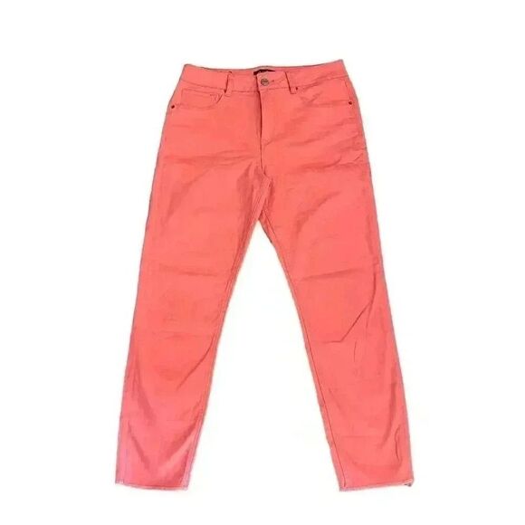 Nannette Pants - Nanette Hamilton Skinny Coral Cotton Blend Mid Rise Raw Hem Womens’ Jeans SZ 10
